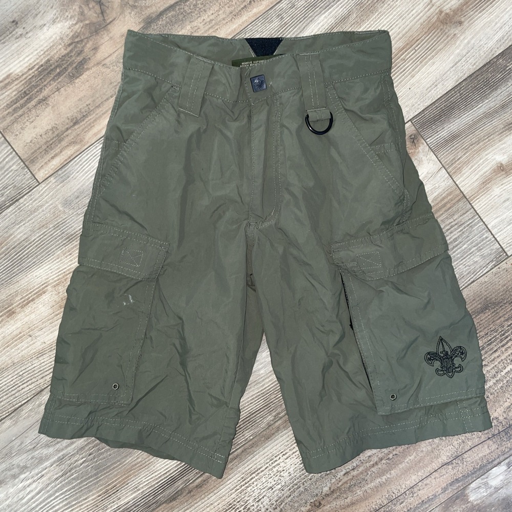 Boys Olive Cargo Shorts with Utility D-Ring